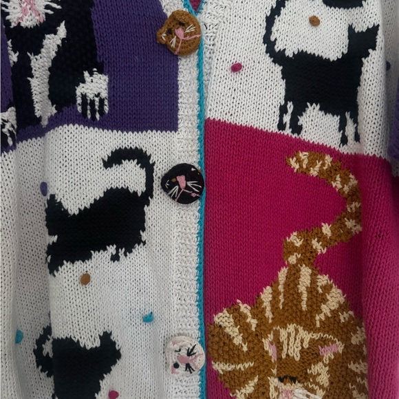 Vintage BellePointe women’s kitty cat button cardigan sweater size XL - Picture 2 of 4